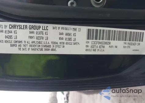 2013 Dodge Dart Sxt z USA, uszkodzony, nr VIN 1C3CDFBAXDD308290